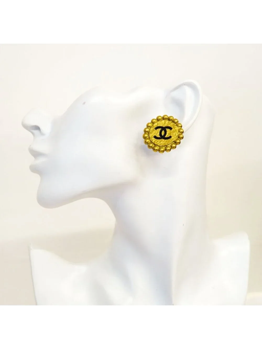 Chanel Earrings Vintage CC Logo Gold Plated